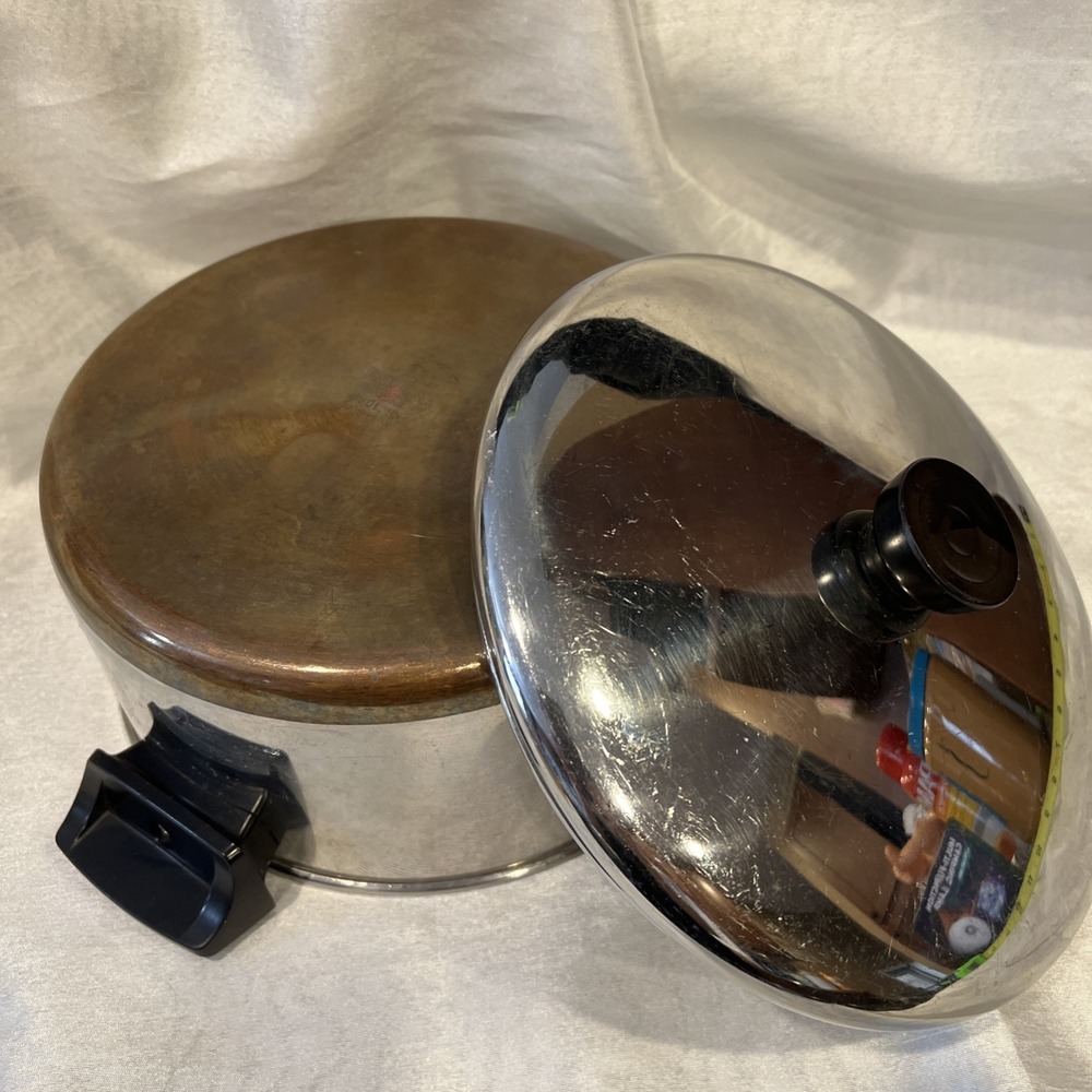 Revere Ware Copper Bottom 4 1/2 Qt Stock Pot & Lid Clinton 85 Stainless Steel